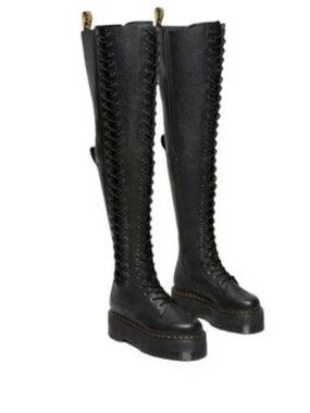 Dr. Martens Black Knee-High Lace-Up Platform Boots